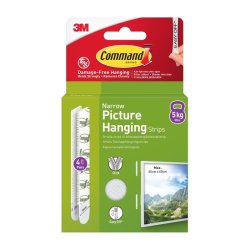 3M Command 4 s�t smalle strips til billedoph�ng - hvid